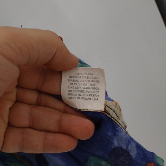 Jams World Hawaiian Shirt mens large M630RE blue Red Floral Short Sleeve Rayon - Picture 9 of 14